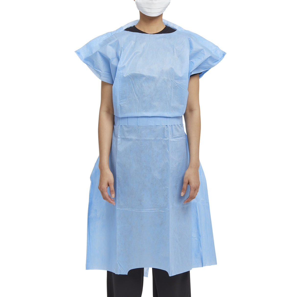 Patient Exam Gown Halyard One Size Fits Most Blue Disposable - BeHope