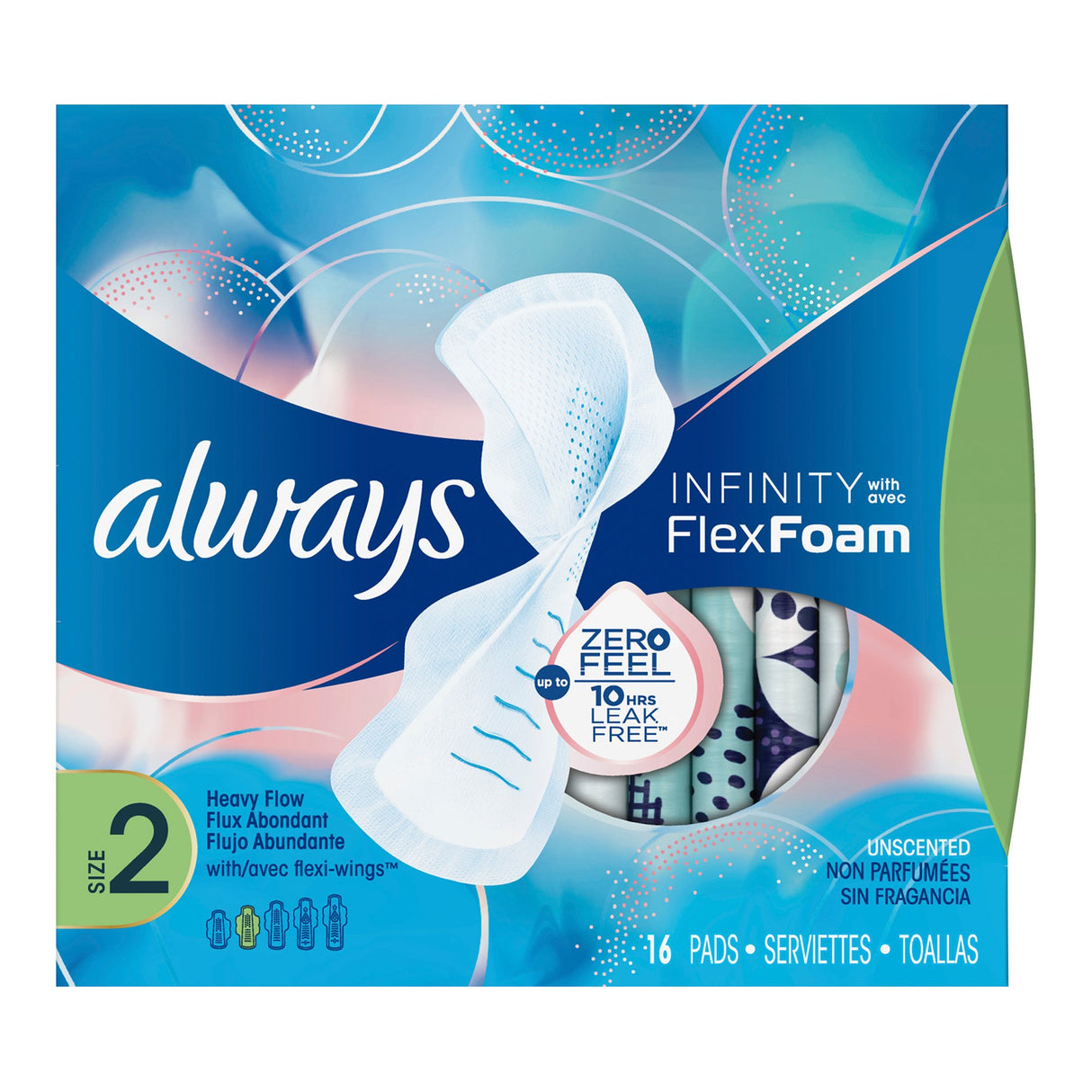 Feminine Pad Always® Infinity with Flex Foam Maxi with Wings Super Absorbency - BeHope