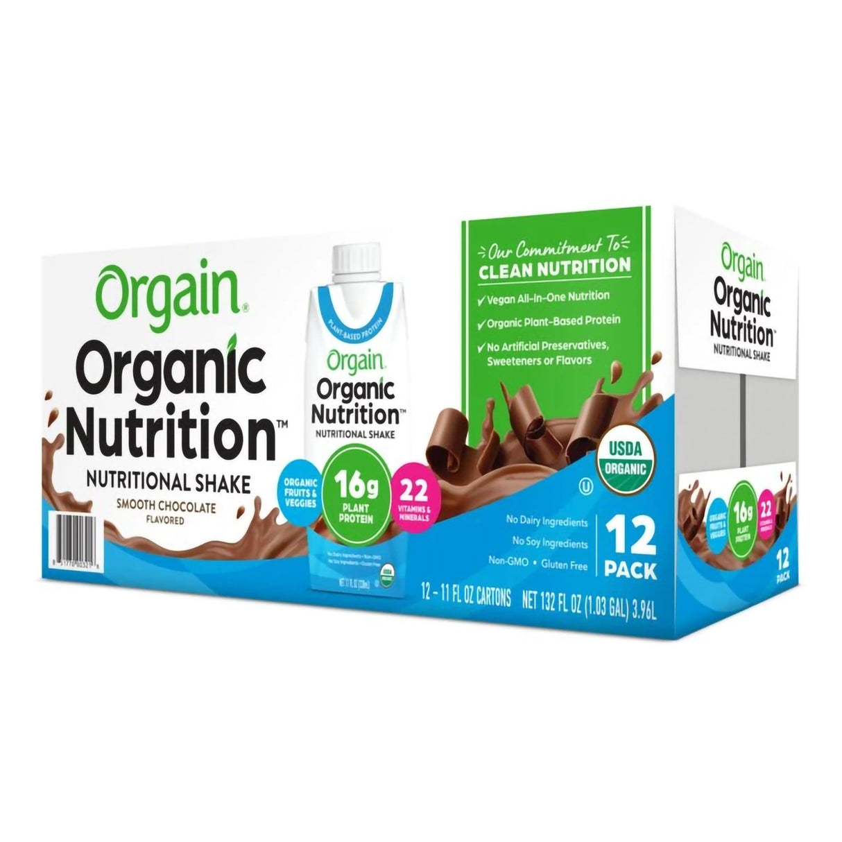 Oral Supplement Organic Nutrition™ Vegan Smooth Chocolate Flavor Liquid 11 oz. Carton - BeHope
