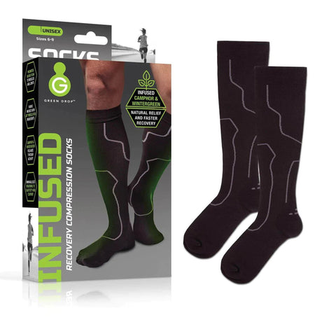 Compression Socks Green Drop™ Knee High Large / X-Large Black Closed Toe - BeHope