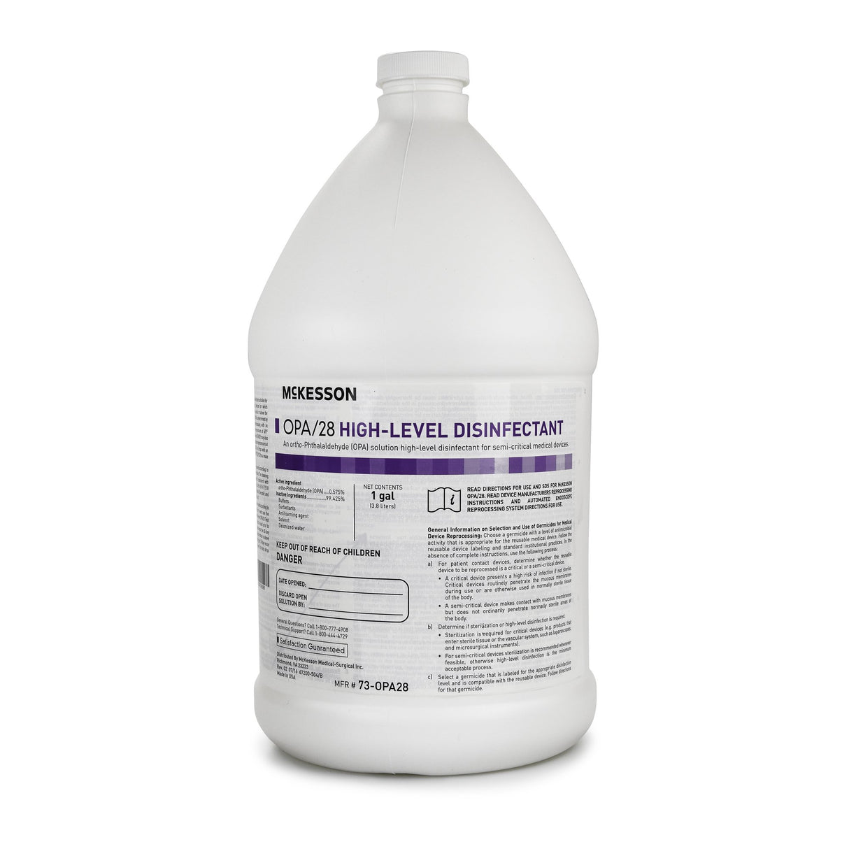 OPA High-Level Disinfectant McKesson OPA/28 RTU Liquid 1 gal. Jug Reusable - BeHope