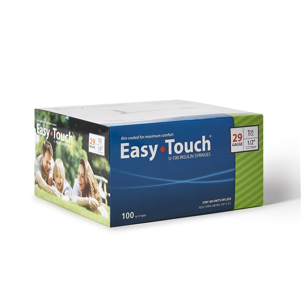 Standard Insulin Syringe with Needle EasyTouch™ 1 mL 1/2 Inch 29 Gauge NonSafety Thin Wall - BeHope