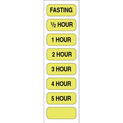 Pre-Printed Label pdc Auxiliary Label Fluorescent Yellow Paper Fasting/1/2 Hour/1 Hour/2 Hour/3 Hour/4 Hour/5 Hour Black Safety and Instructional 1/2 X 1-1/4 Inch - BeHope