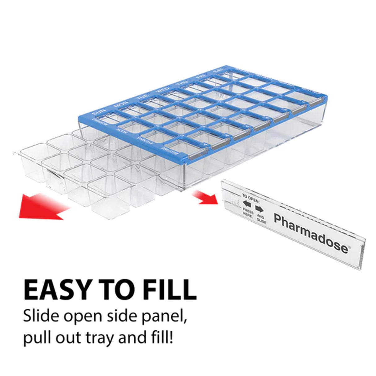 Pill Organizer Pharmadose® Locking Pill Planner Small 7 Day 4 Dose - BeHope
