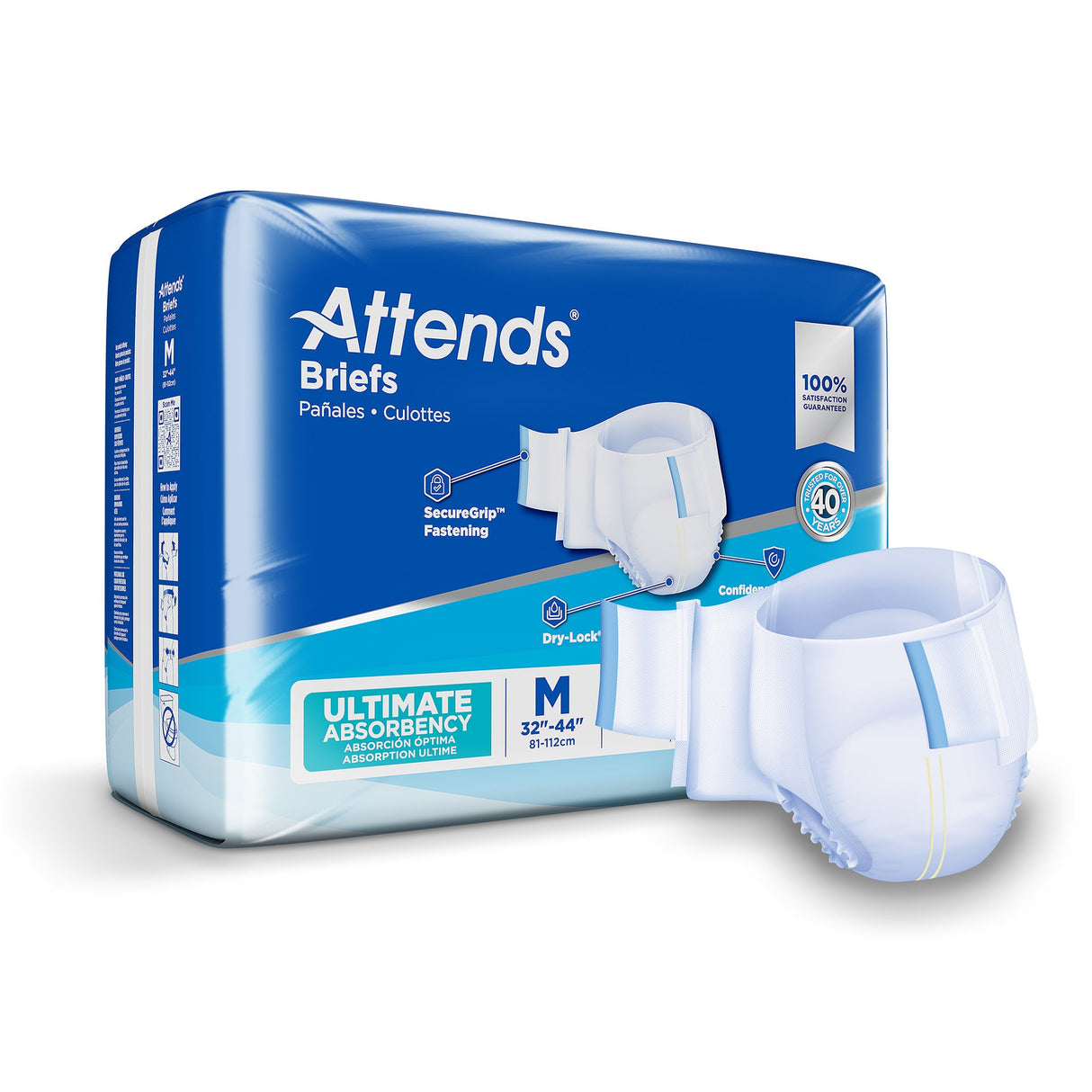 Unisex Adult Incontinence Brief Attends® Advanced Medium Disposable Heavy Absorbency - BeHope