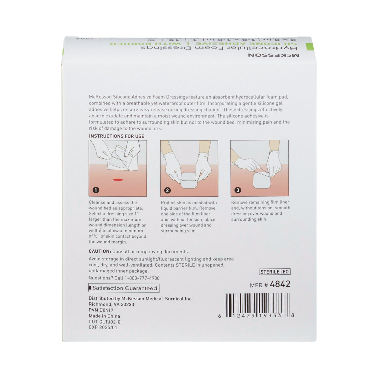 Foam Dressing McKesson 3 X 3 Inch With Border Film Backing Silicone Gel Adhesive Square Sterile - BeHope