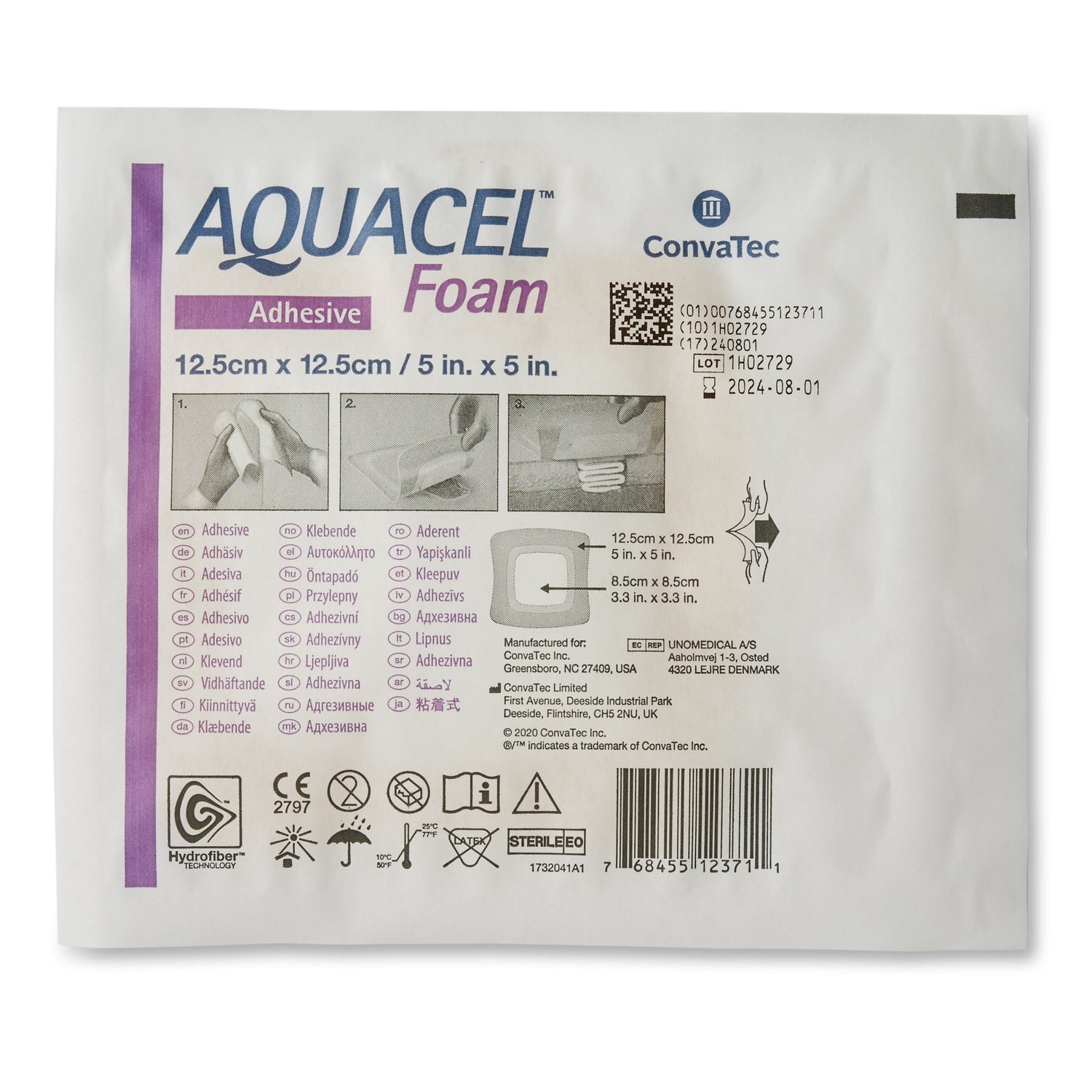 Foam Dressing Aquacel® 5 X 5 Inch With Border Waterproof Film Backing Silicone Adhesive Square Sterile - BeHope
