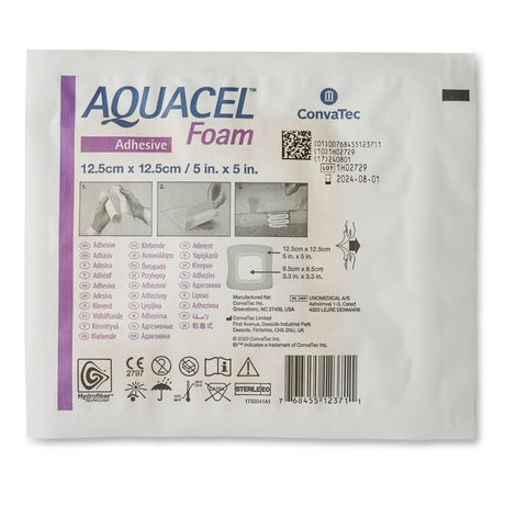 Foam Dressing Aquacel® 5 X 5 Inch With Border Waterproof Film Backing Silicone Adhesive Square Sterile - BeHope