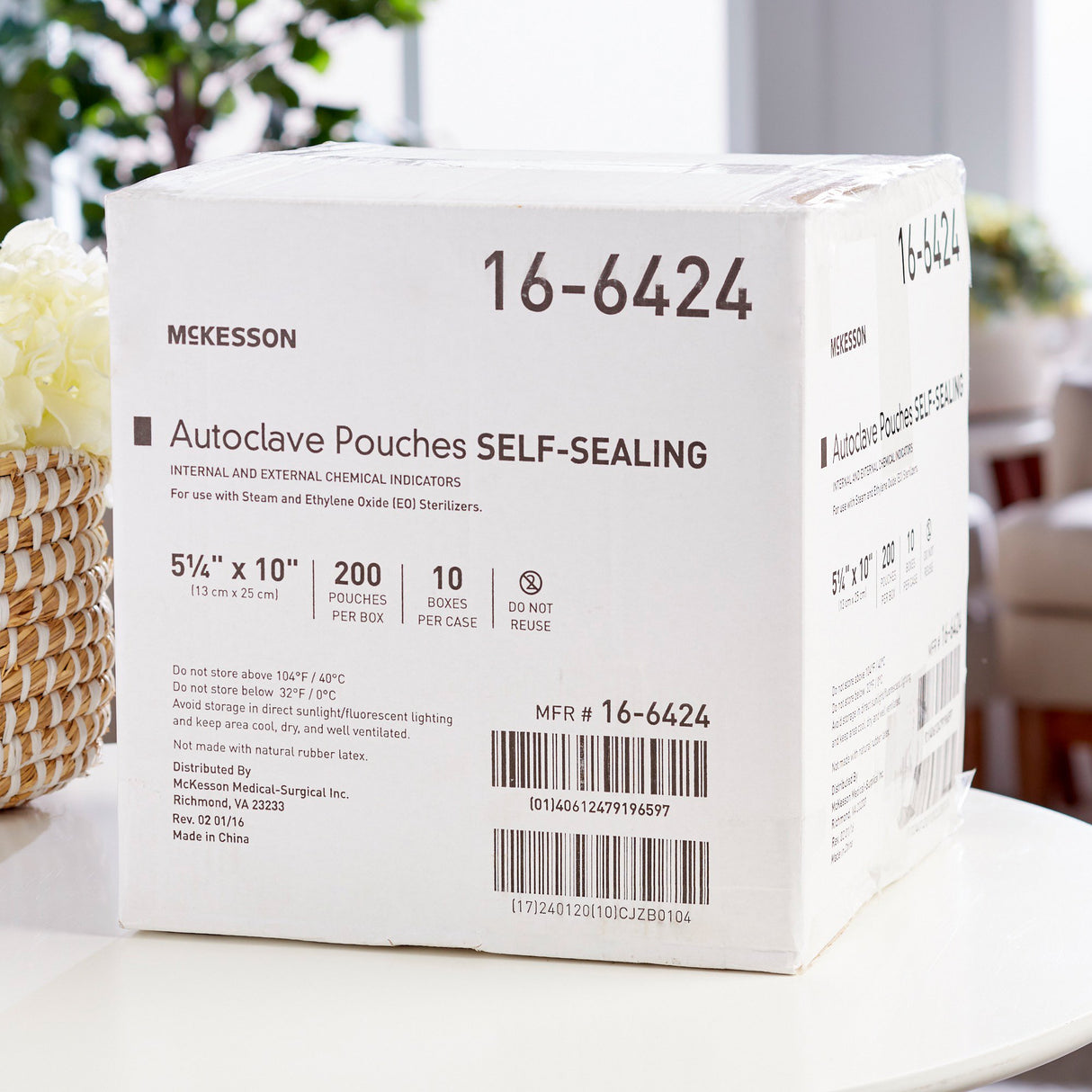 Sterilization Pouch McKesson Ethylene Oxide (EO) Gas / Steam 5-1/4 X 10 Inch Transparent Blue / White Self Seal Paper / Film - BeHope