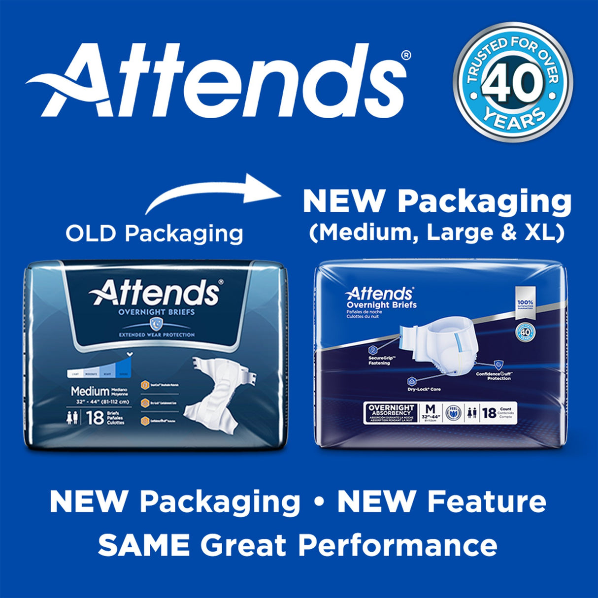 Unisex Adult Incontinence Brief Attends® Overnight X-Large Disposable Heavy Absorbency - BeHope