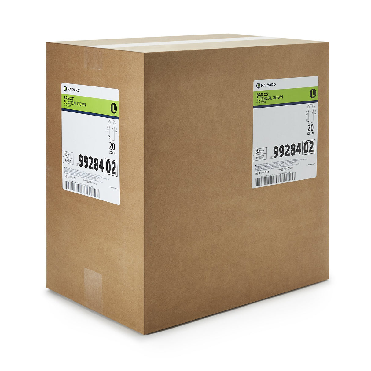 Non-Reinforced Surgical Gown with Towel Halyard Basics Large Blue Sterile Disposable - BeHope