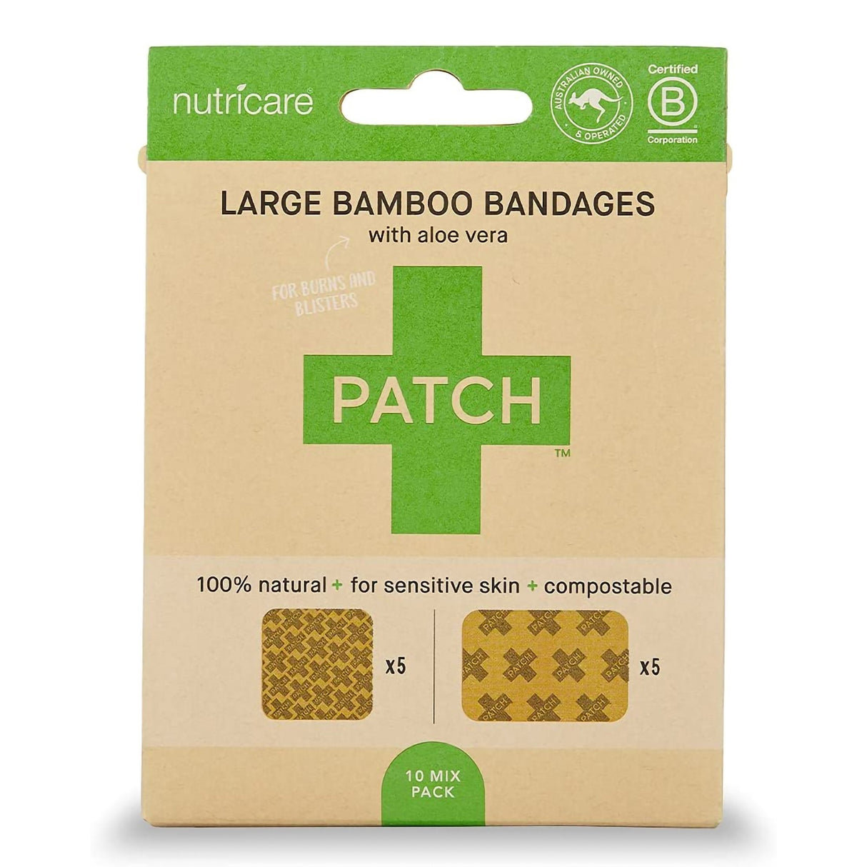 Adhesive Strip Patch™ Bamboo / Aloe Vera Tan 2 X 3 Inch / 3 X 3 Inch Sterile - BeHope