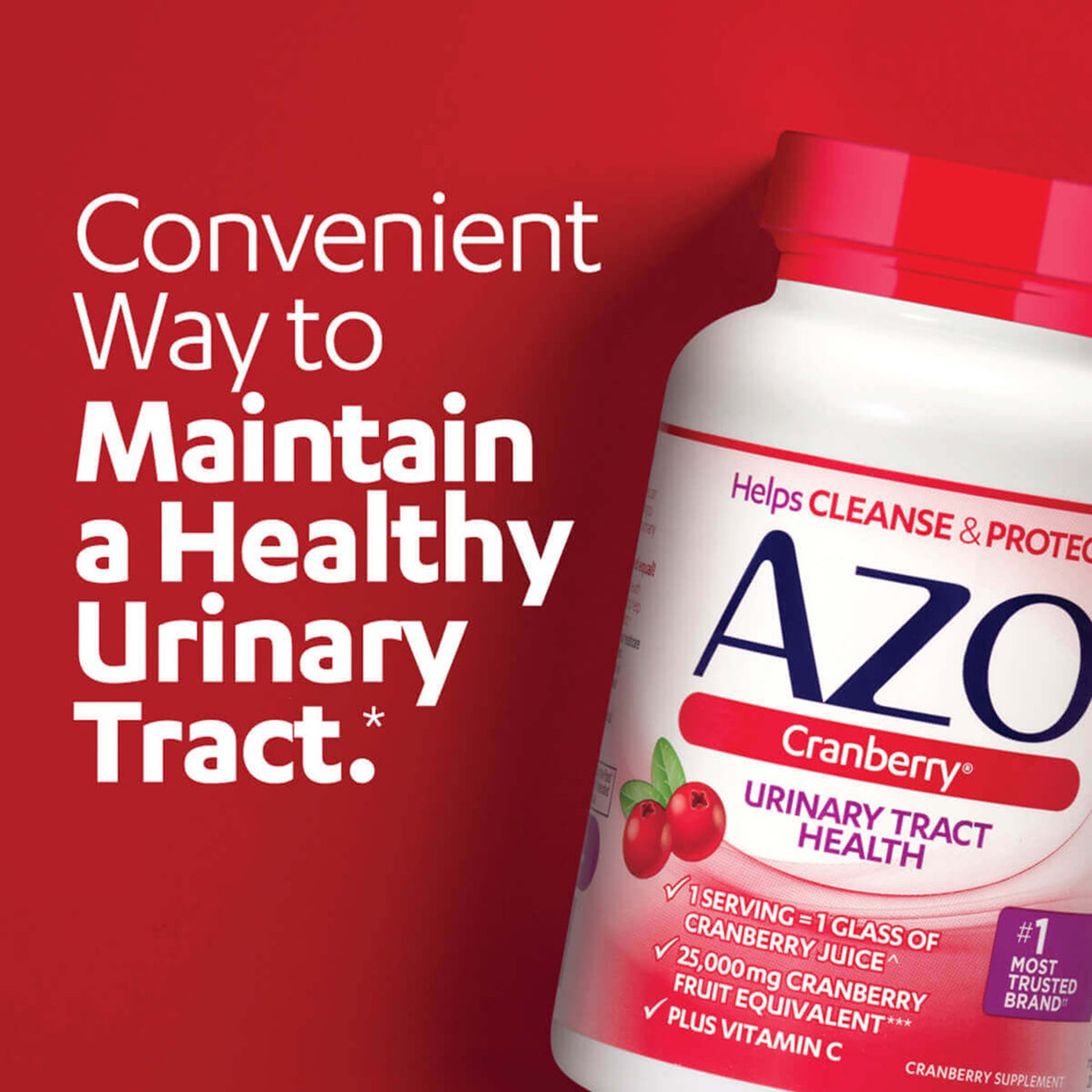 Urinary Tract Health Dietary Supplement AZO® Vitamin C (as ascorbic acid) / Cranberry (Vaccinium macrocarpon) Whole Fruit Powder 120 mg - 500 mg Strength Softgel 100 per Bottle - BeHope