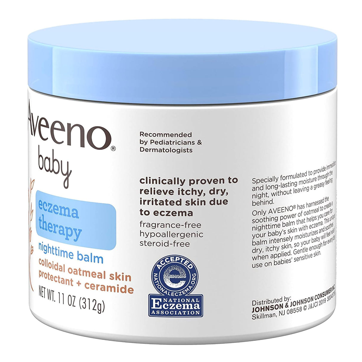 Eczema Cream Aveeno® Baby Eczema Therapy Nighttime Balm 11 oz. Jar Unscented Ointment - BeHope