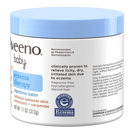 Eczema Cream Aveeno® Baby Eczema Therapy Nighttime Balm 11 oz. Jar Unscented Ointment - BeHope