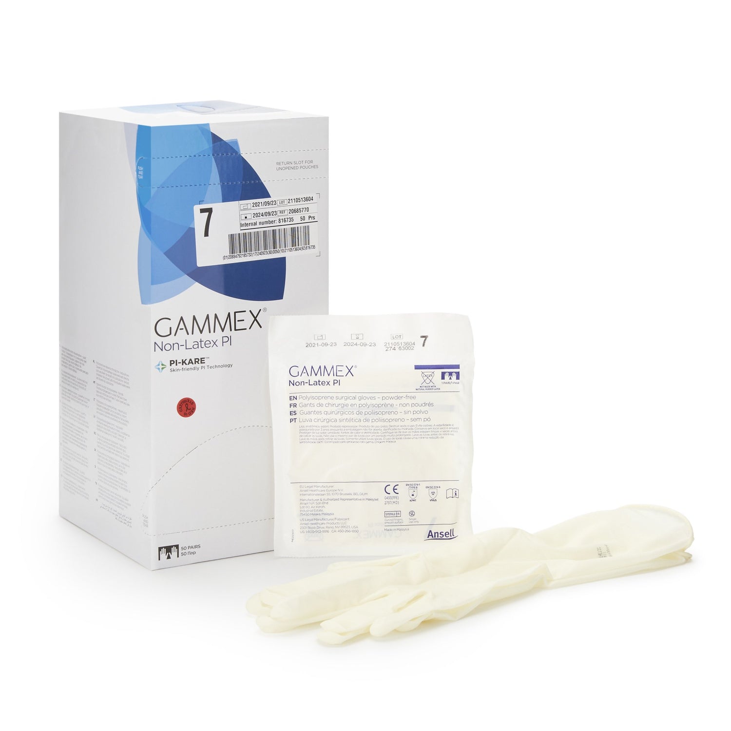 Surgical Glove GAMMEX® Non-Latex PI Size 7 Sterile Polyisoprene Standard Cuff Length Micro-Textured White Chemo Tested - BeHope