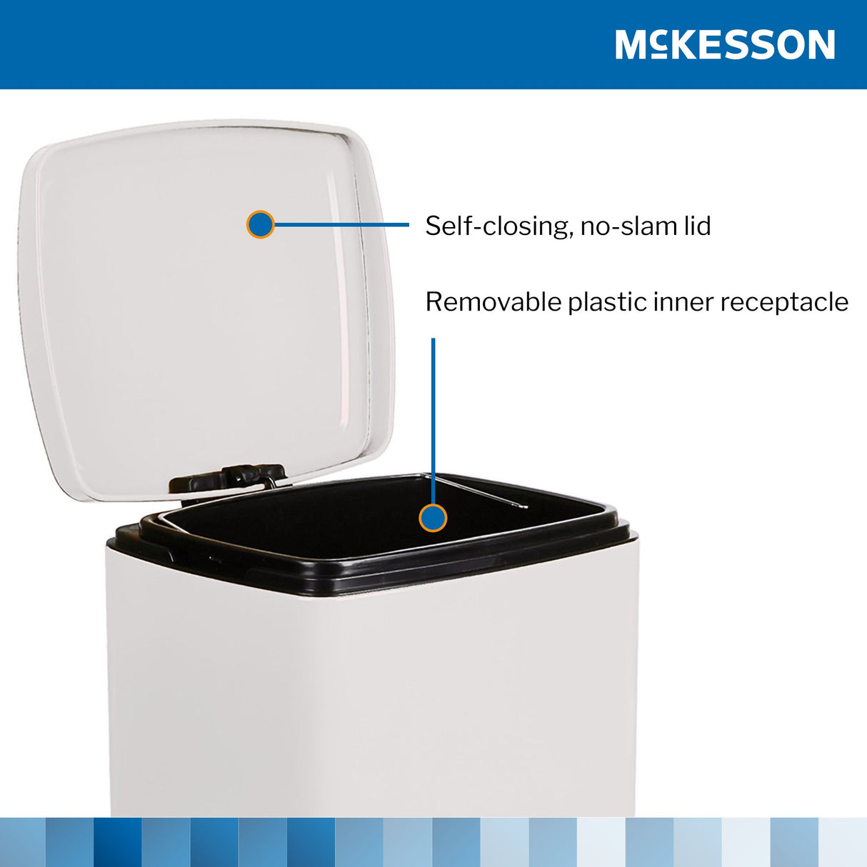 Trash Can McKesson 20 Quart / 5 gal. White Metal Square - BeHope