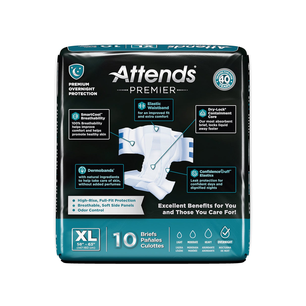 Unisex Adult Incontinence Brief Attends® Premier X-Large Disposable Heavy Absorbency - BeHope