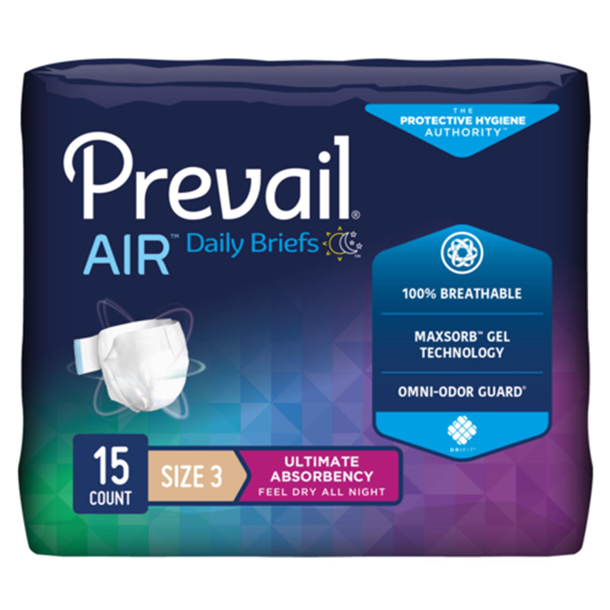 Unisex Adult Incontinence Brief Prevail® Air™ Size 3 / X-Large Disposable Heavy Absorbency - BeHope
