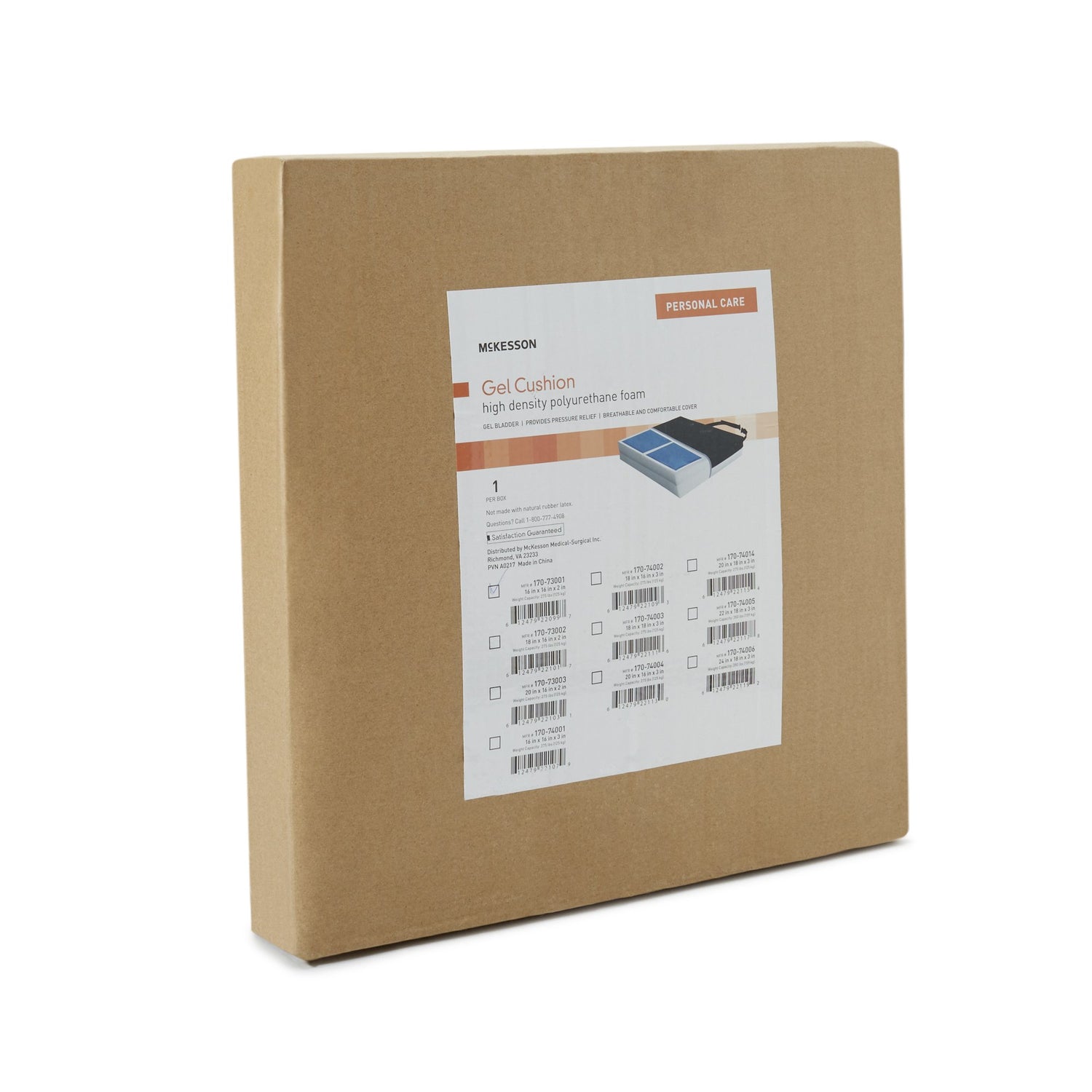 Seat Cushion McKesson 16 W X 16 L X 2 D Inch Foam / Gel - BeHope