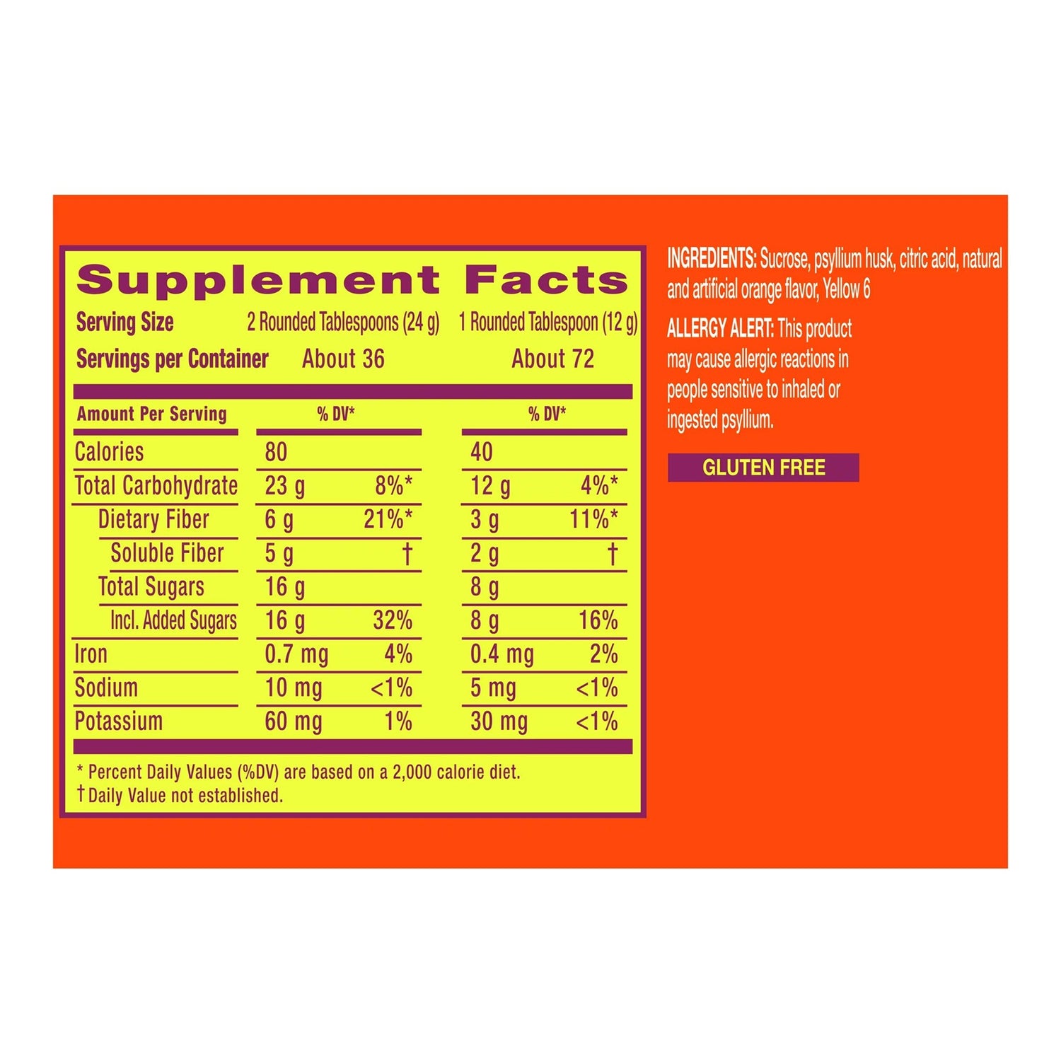 Fiber Supplement Metamucil® Orange Flavor Powder 30 oz. 3.4 Gram Strength Psyllium Husk - BeHope