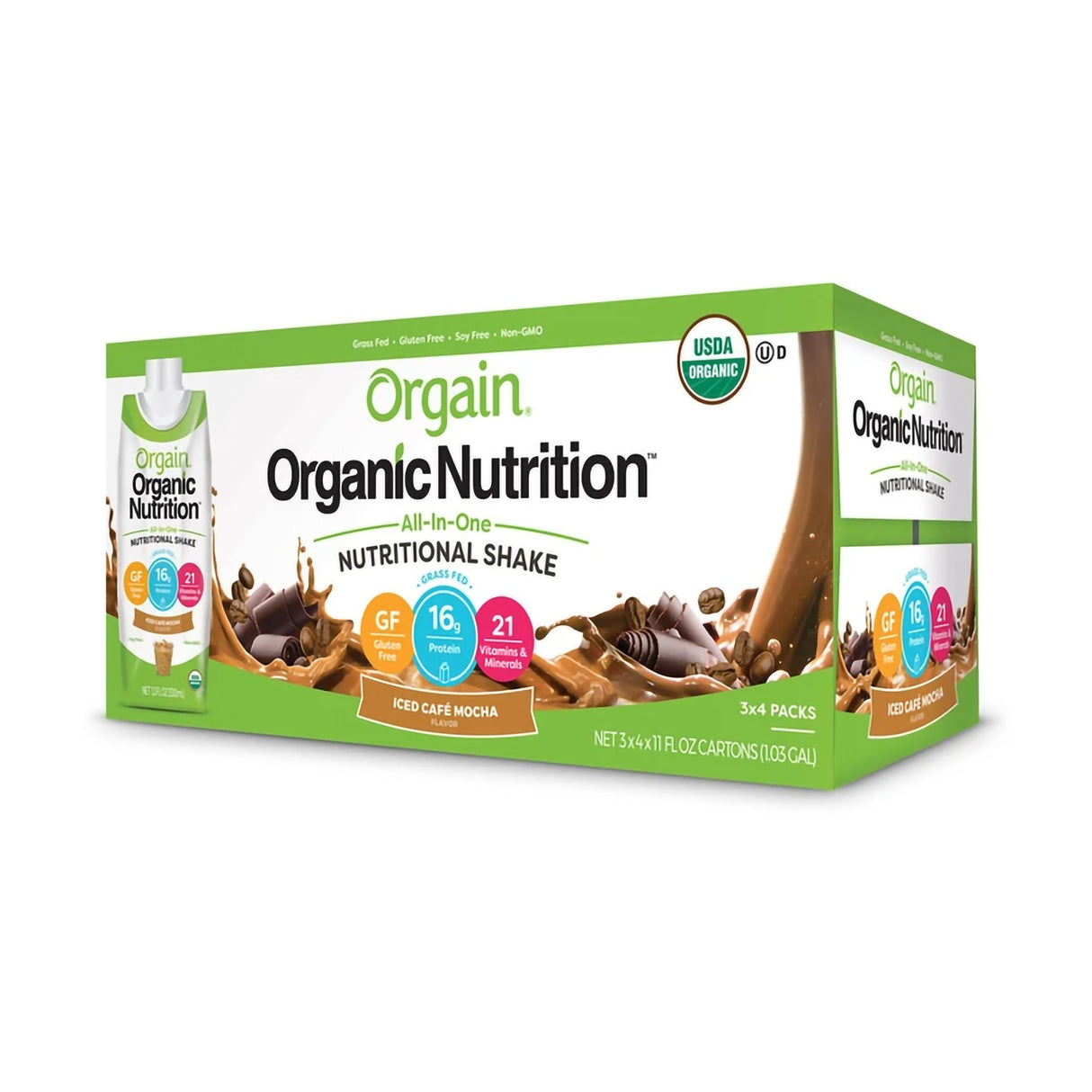 Oral Supplement Orgain® Organic Nutritional Shake Iced Café Mocha Flavor Liquid 11 oz. Carton - BeHope