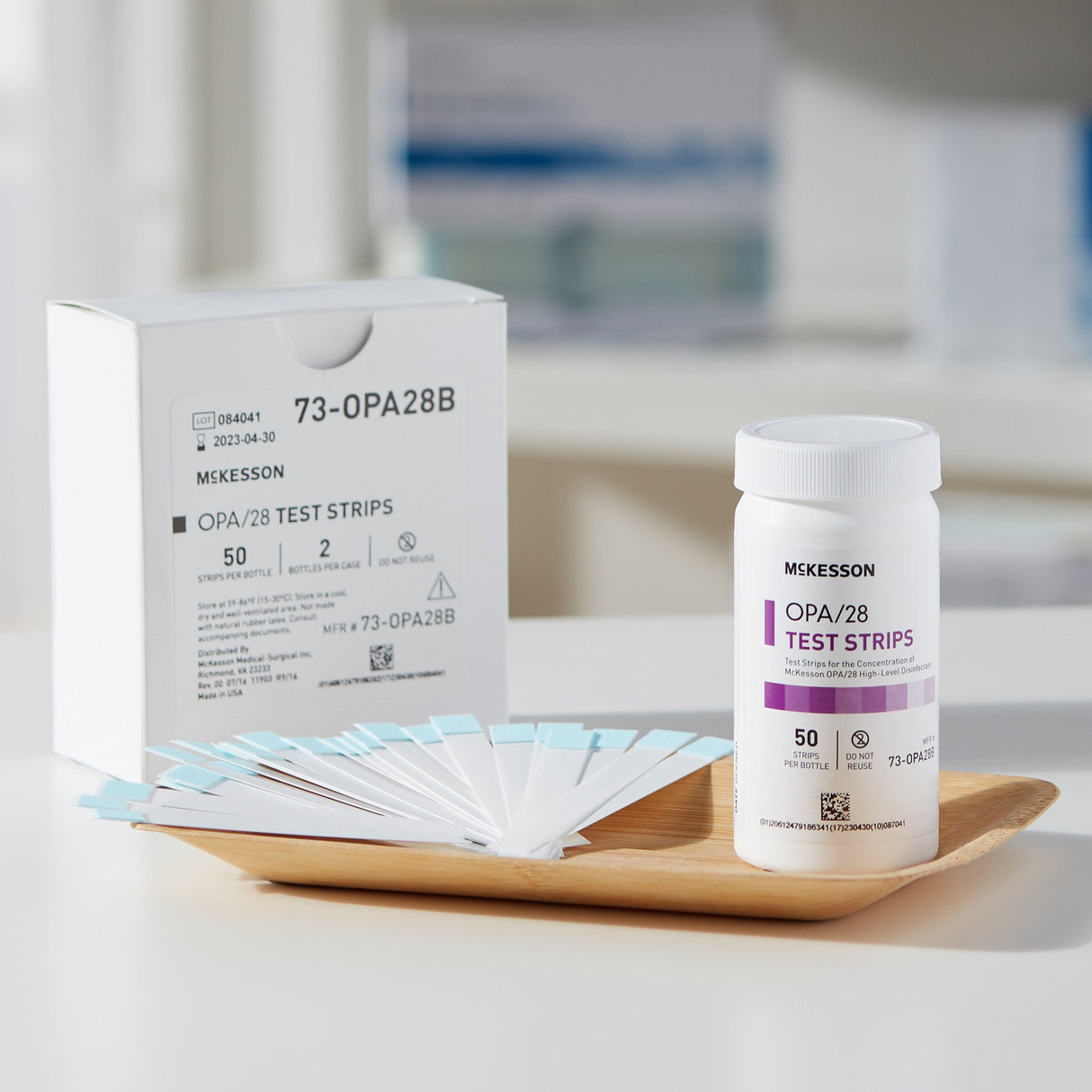 OPA Concentration Indicator McKesson OPA/28 Pad 50 Test Strips Bottle Single Use - BeHope