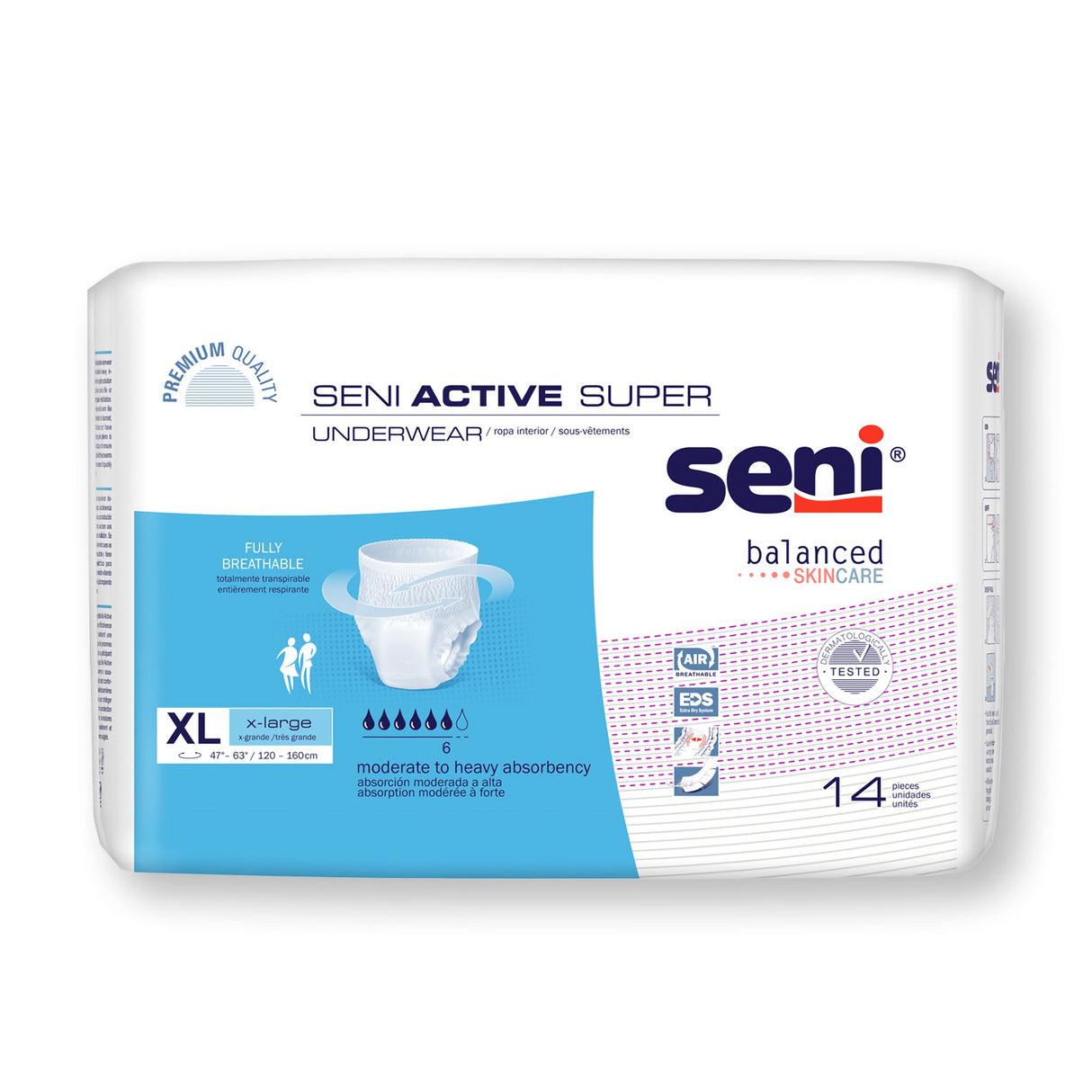 Unisex Adult Absorbent Underwear Seni® Active Super Pull On with Tear Away Seams X-Large Disposable Moderate Absorbency - BeHope