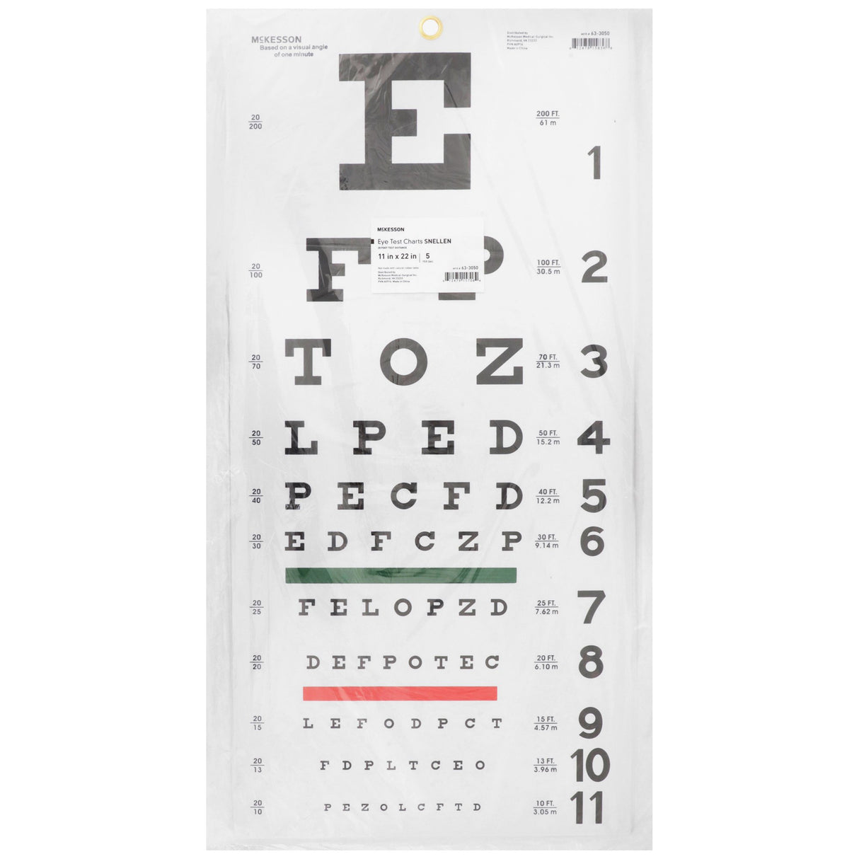 Eye Chart McKesson 20 Foot Distance Acuity Test - BeHope