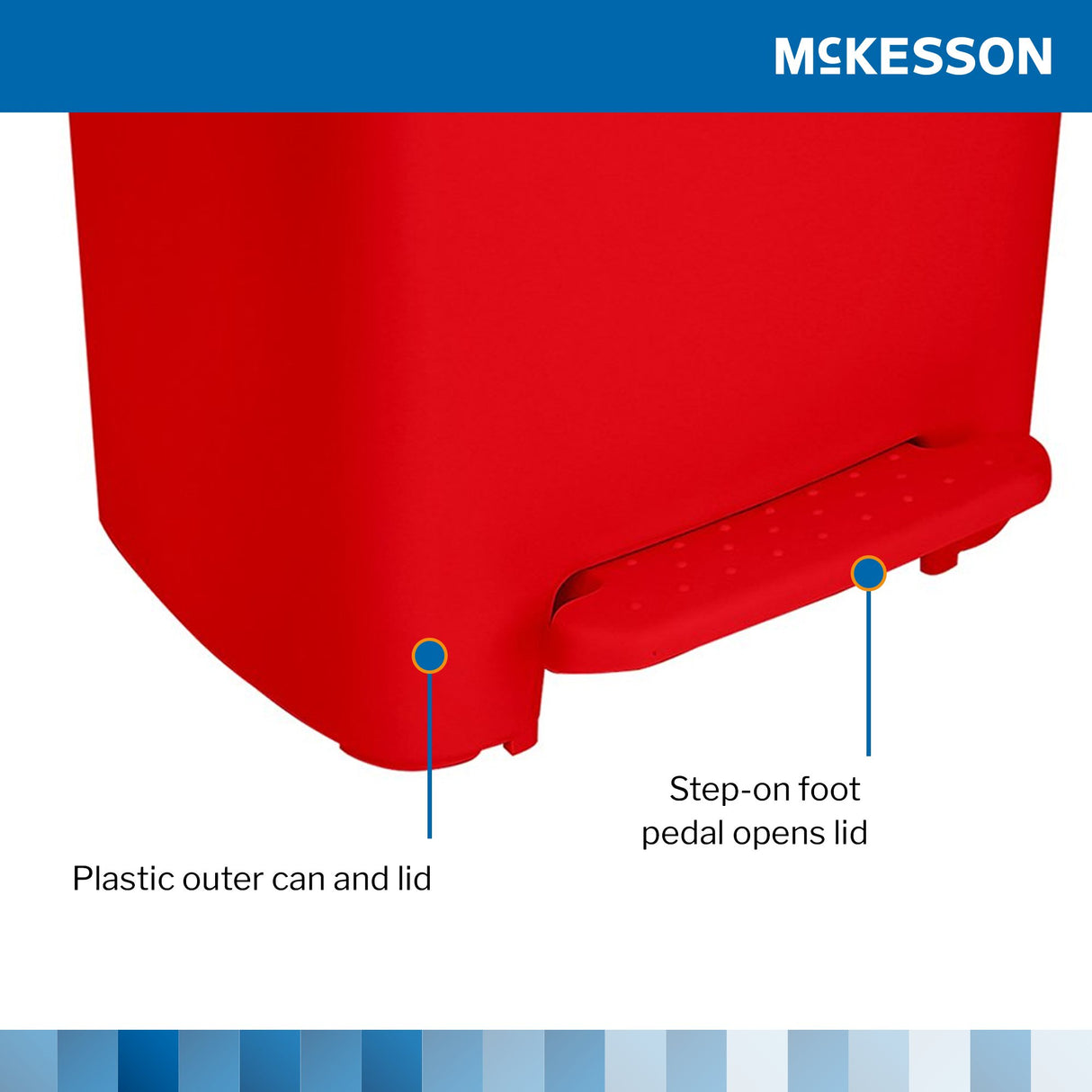 Trash Can McKesson 52 Quart / 13 gal. Red Plastic Rectangular - BeHope