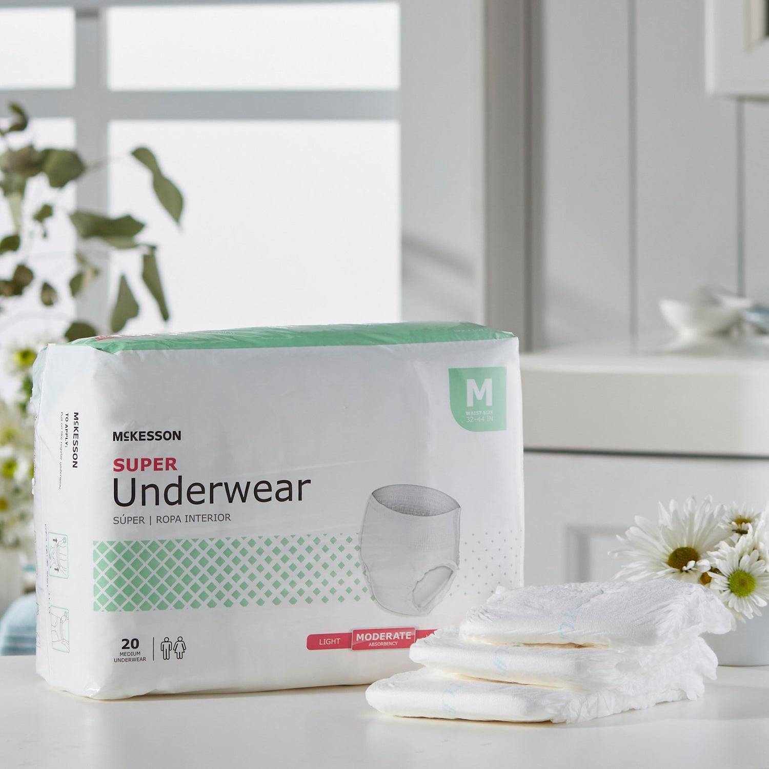 Unisex Adult Absorbent Underwear McKesson Pull On with Tear Away Seams Medium Disposable Moderate Absorbency - BeHope