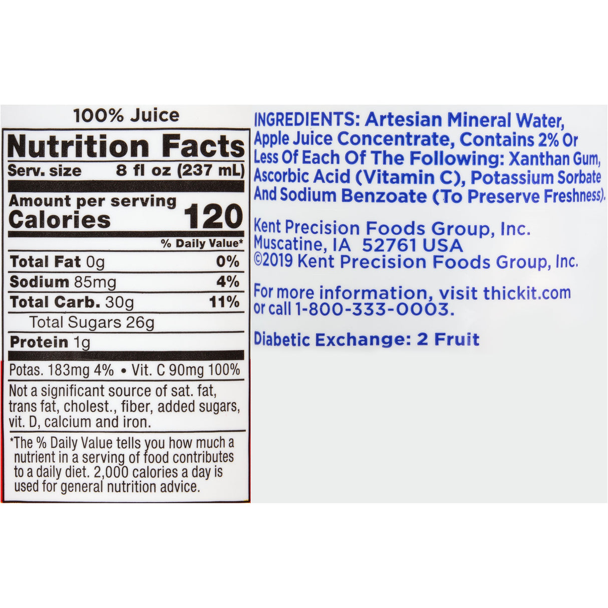 Thickened Beverage Thick-It® Clear Advantage® 8 oz. Bottle Apple Flavor Liquid IDDSI Level 3 Moderately Thick/Liquidized - BeHope