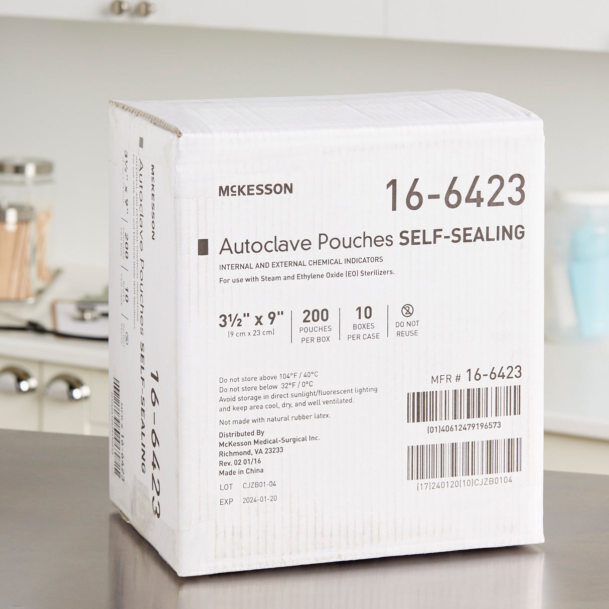 Sterilization Pouch McKesson Ethylene Oxide (EO) Gas / Steam 3-1/2 X 9 Inch Transparent Blue / White Self Seal Paper / Film - BeHope