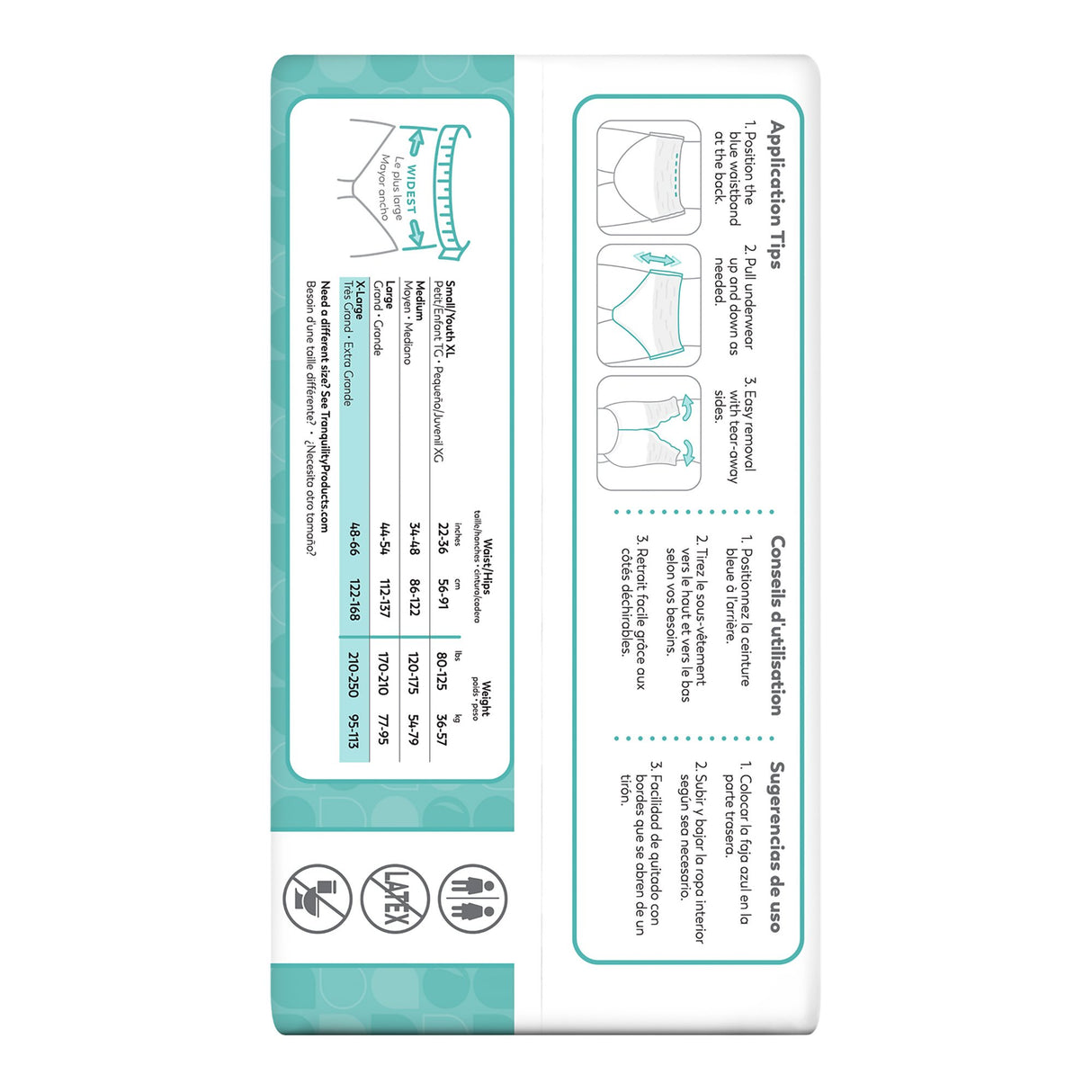 Unisex Adult Absorbent Underwear Tranquility® Essential Pull On with Tear Away Seams X-Large Disposable Moderate Absorbency - BeHope