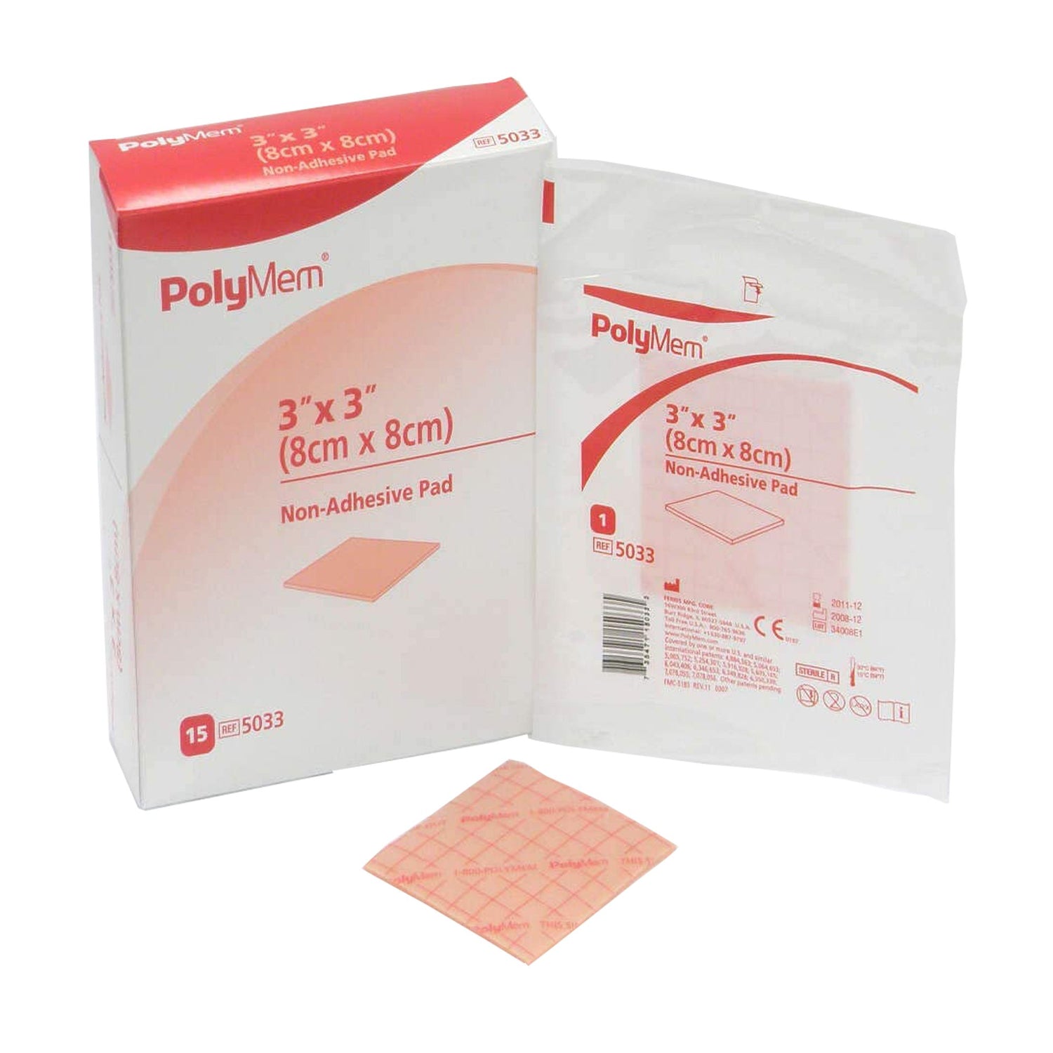 Foam Dressing PolyMem® 3 X 3 Inch Without Border Film Backing Nonadhesive Square Sterile - BeHope