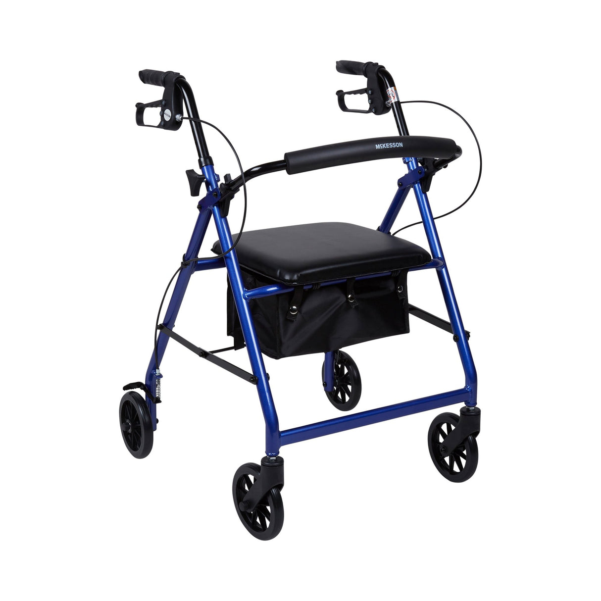 4 Wheel Rollator McKesson Blue Adjustable Height / Folding Aluminum Frame - BeHope