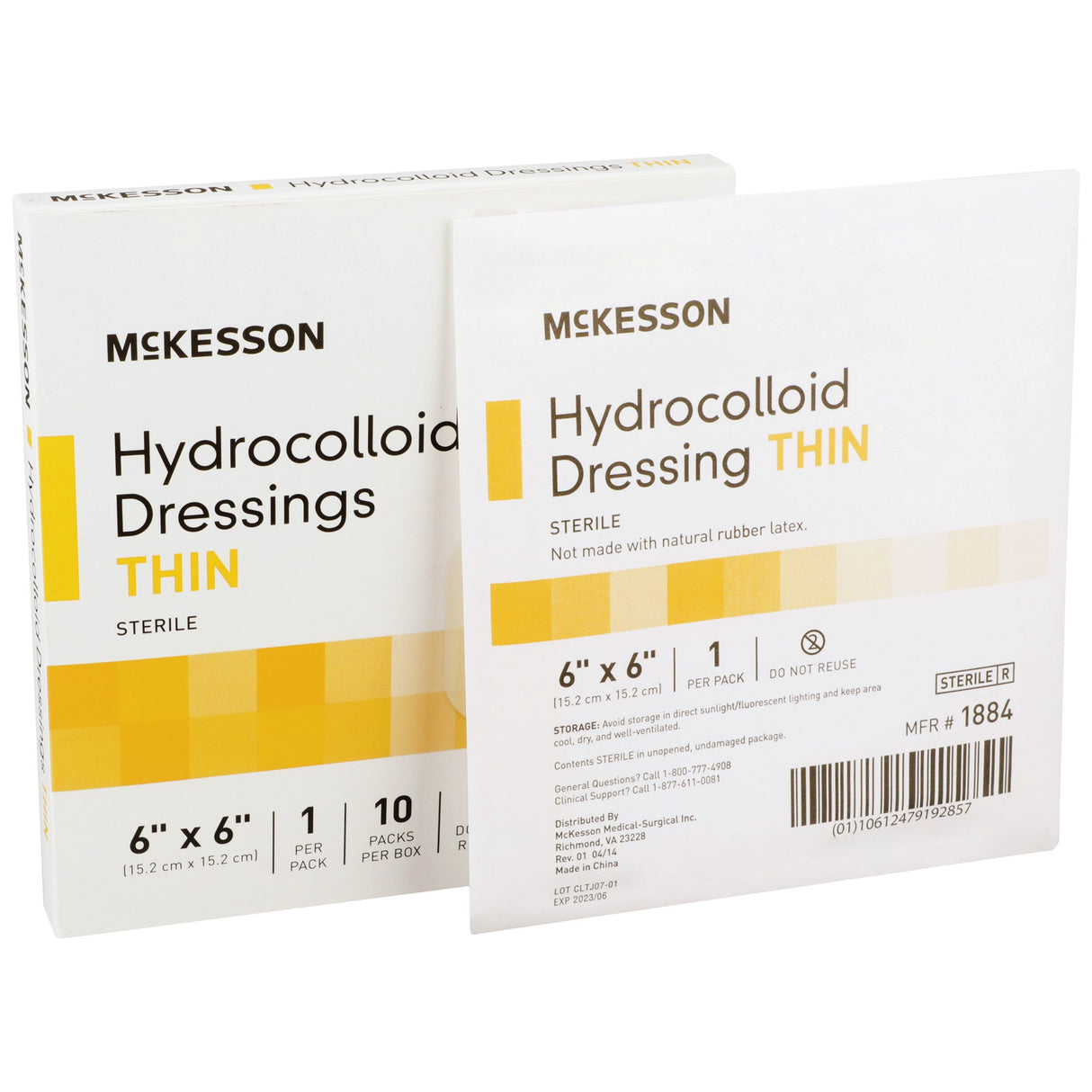 Thin Hydrocolloid Dressing McKesson Film Backing 6 X 6 Inch Square Hydrocolloid / Film - BeHope