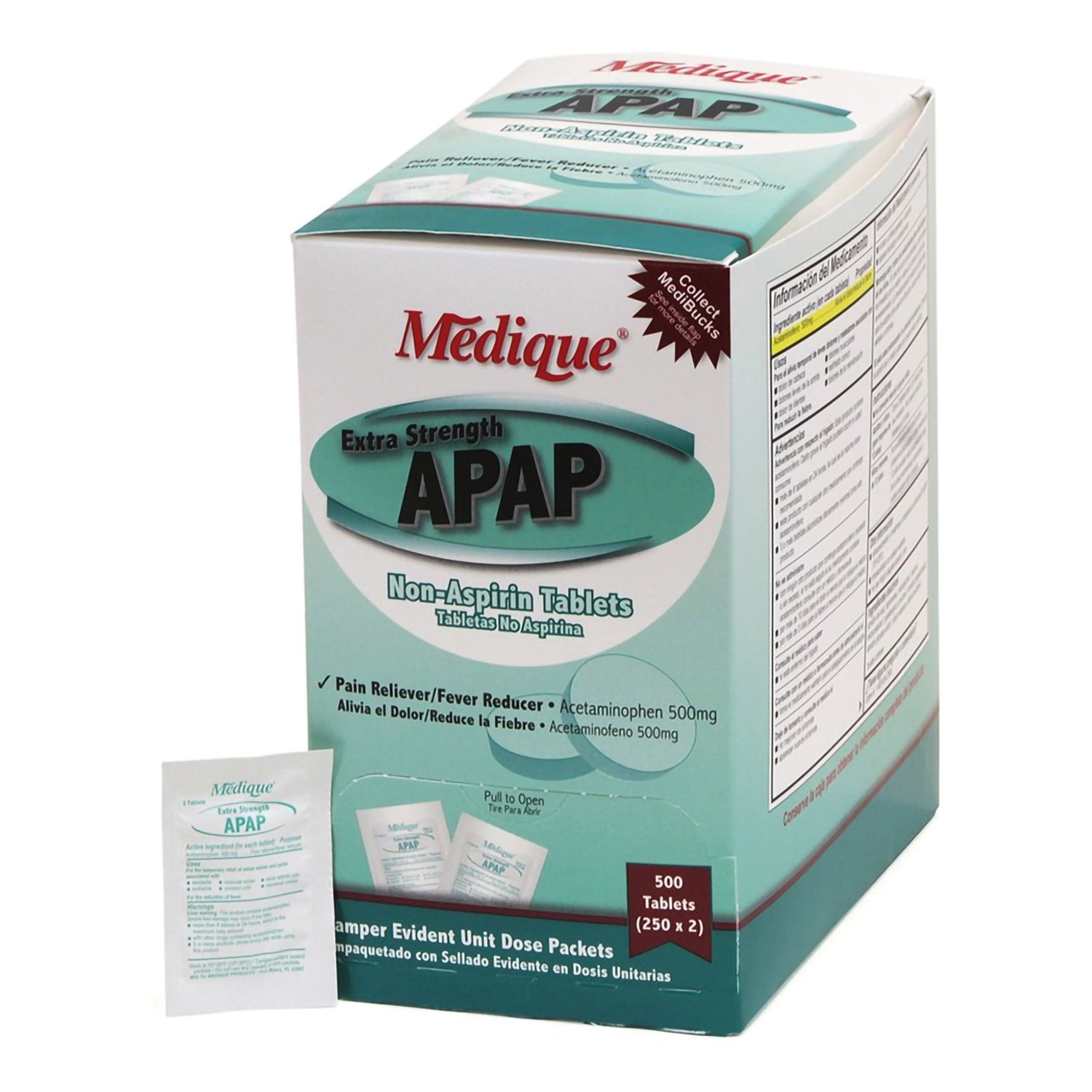 Pain Relief APAP 500 mg Strength Acetaminophen Tablet 250 per Box - BeHope
