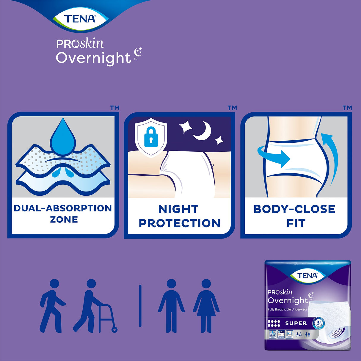 Unisex Adult Absorbent Underwear TENA ProSkin Overnight™ Super Pull On with Tear Away Seams X-Large Disposable Heavy Absorbency - BeHope