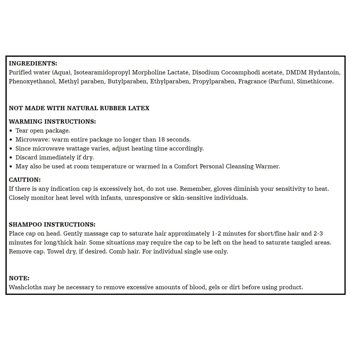 Shampoo Cap Comfort® 1 per Pack Individual Packet Powder Scent - BeHope