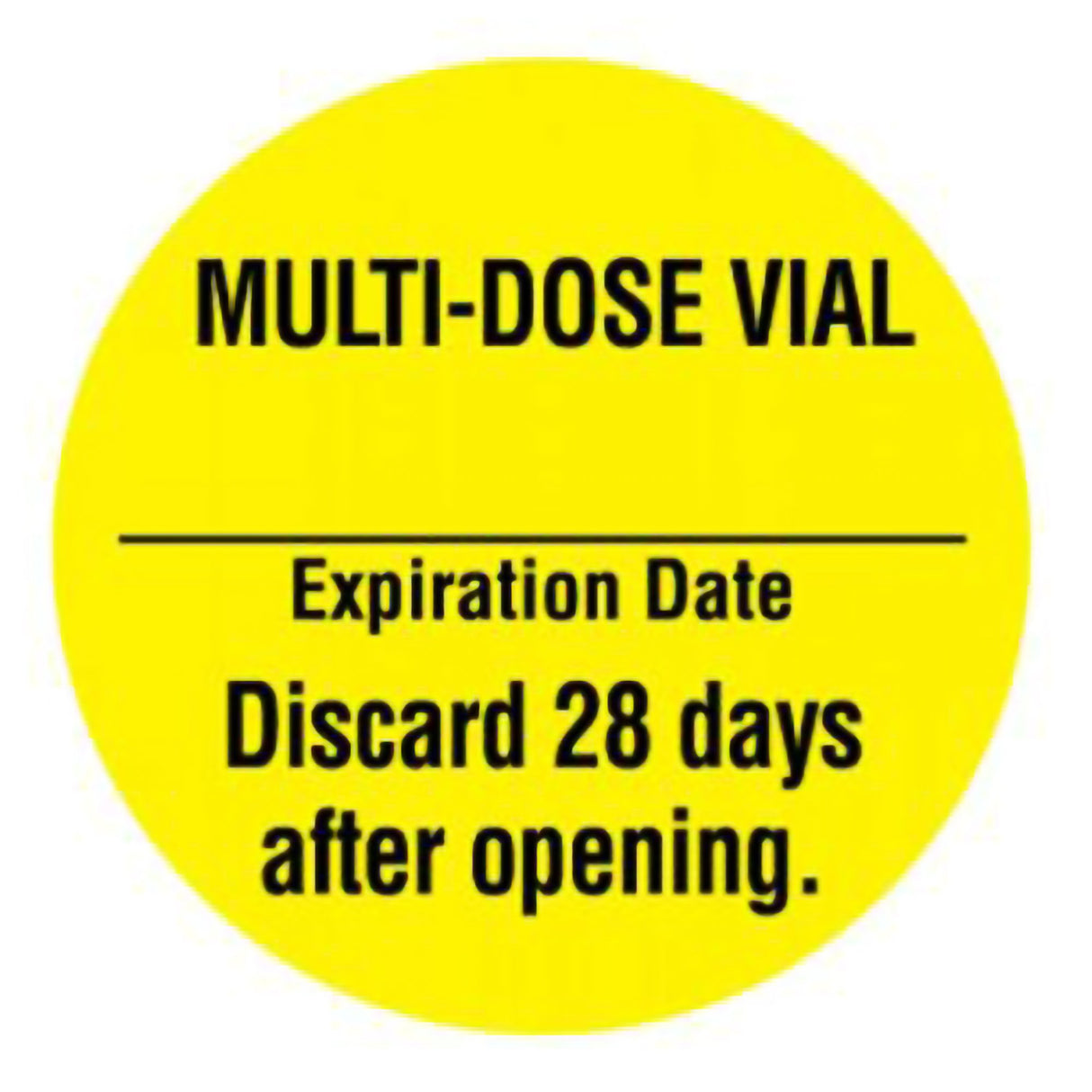 Pre-Printed Label UAL™ Anesthesia Label Yellow Paper Multi-Dose Vial Expiation Date Discard 28 Days after opening Black Syringe Label 1 Inch Diameter - BeHope