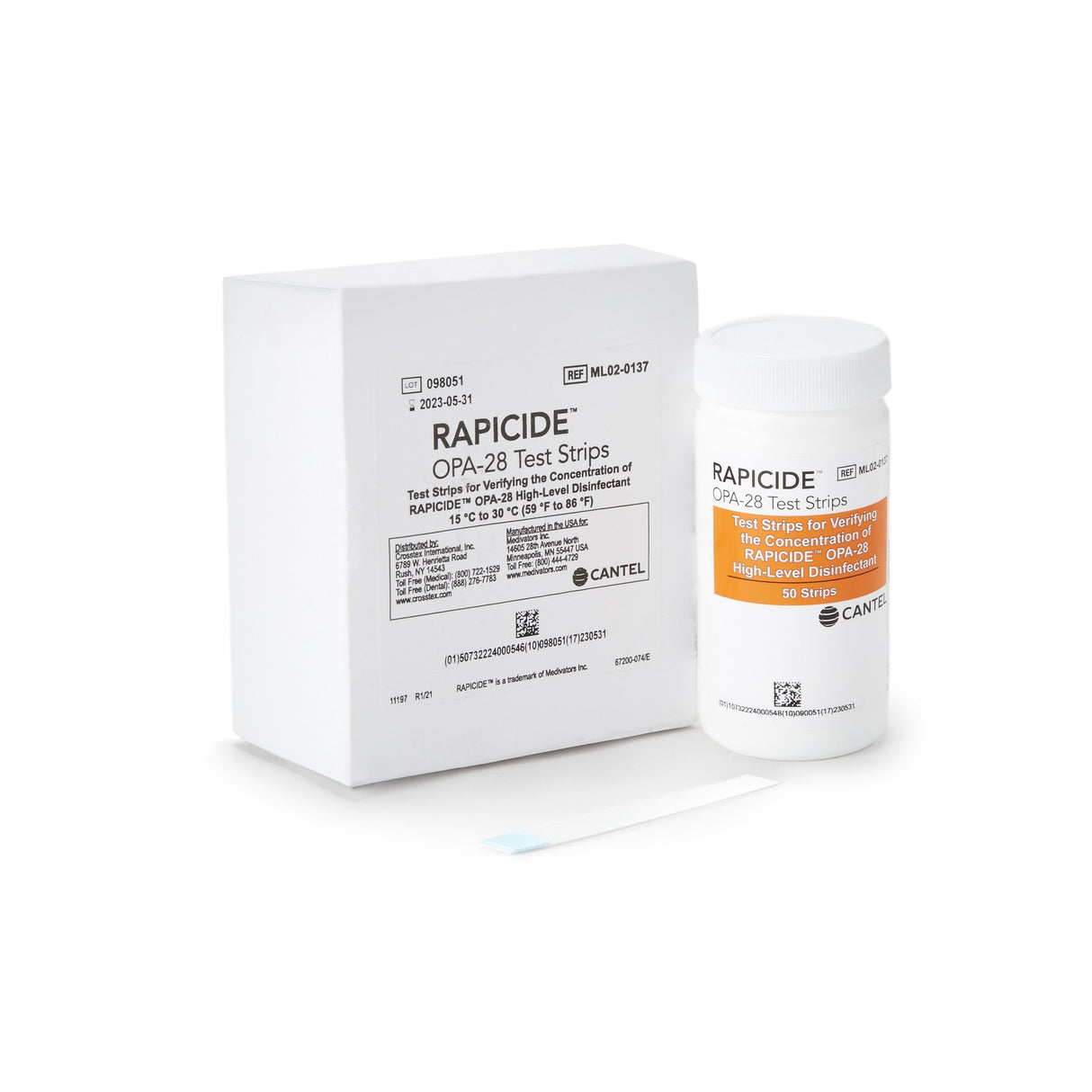 OPA Concentration Indicator Rapicide™ OPA/28 Pad 50 Test Strips Bottle Single Use - BeHope