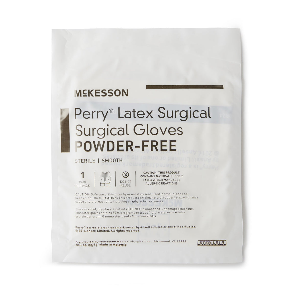 Surgical Glove McKesson Perry® Size 6.5 Sterile Latex Standard Cuff Length Smooth Cream Chemo Tested - BeHope