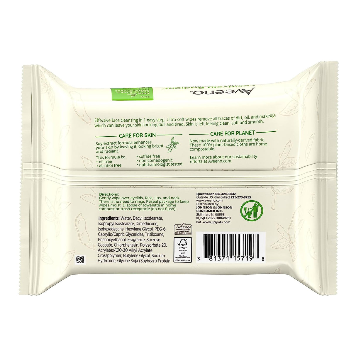 Makeup Remover Aveeno® Positively Radiant® Wipe Soft Pack Scented - BeHope