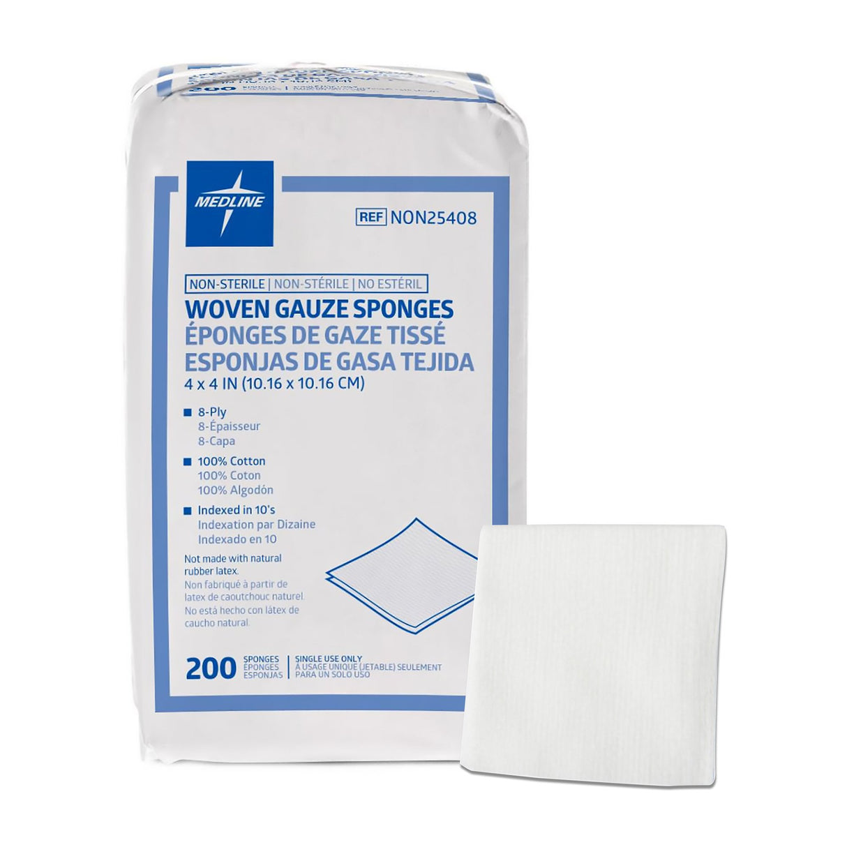 Gauze Sponge Medline 4 X 4 Inch 8-Ply NonSterile 200 per Pack - BeHope