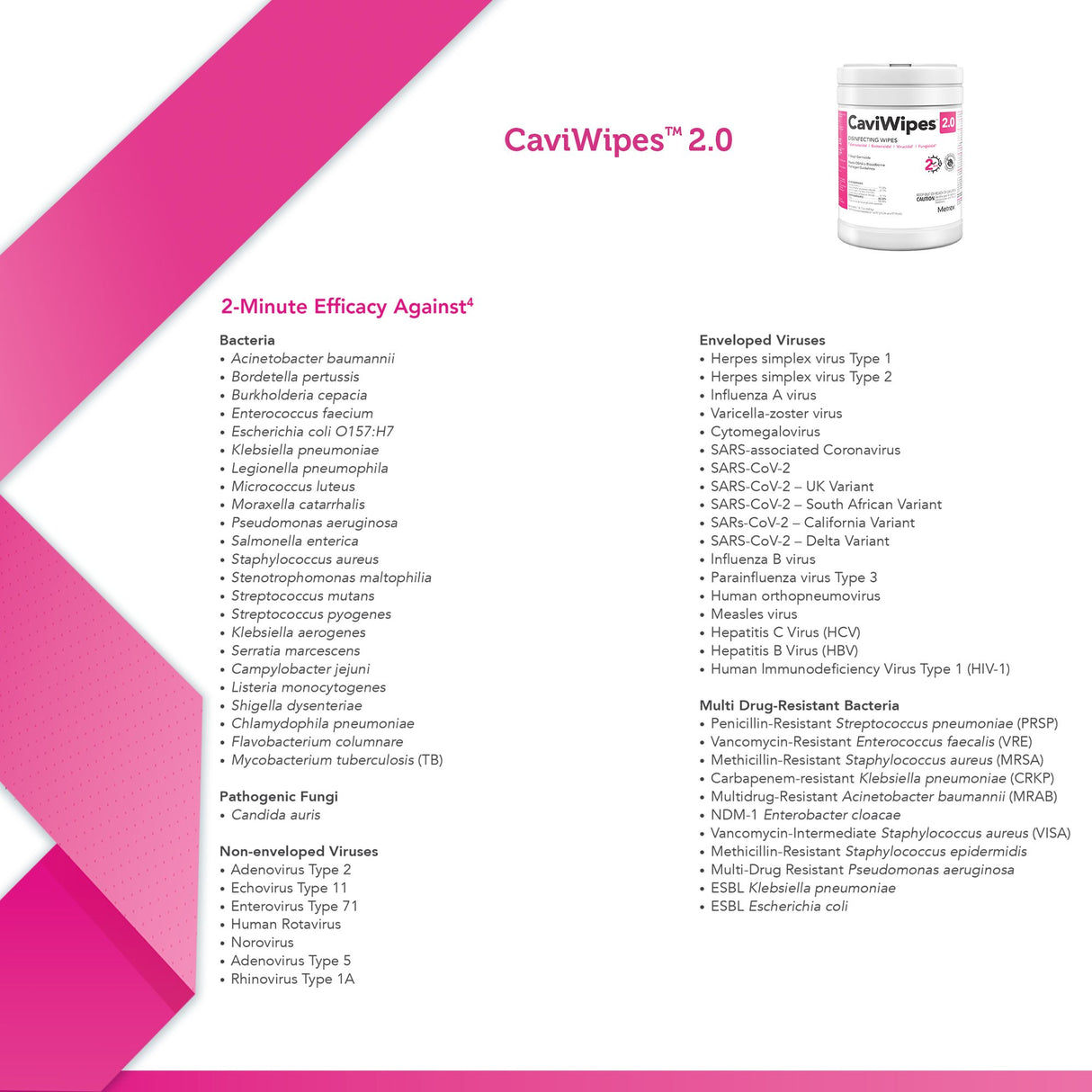 Surface Disinfectant CaviWipes™ 2.0 Premoistened Manual Pull Wipe 65 Count Canister Alcohol Scent NonSterile - BeHope