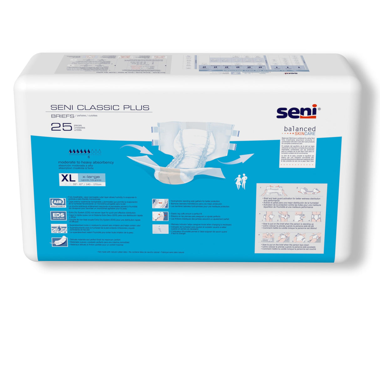 Unisex Adult Incontinence Brief Seni® Classic Plus X-Large Disposable Moderate Absorbency - BeHope