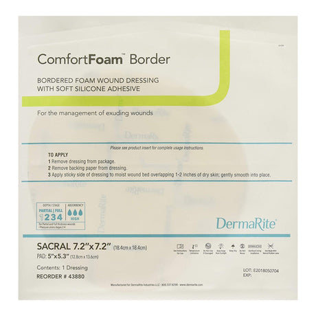 Foam Dressing ComfortFoam™ Border 7-1/5 X 7-1/5 Inch With Border Waterproof Backing Silicone Adhesive Sacral Sterile - BeHope