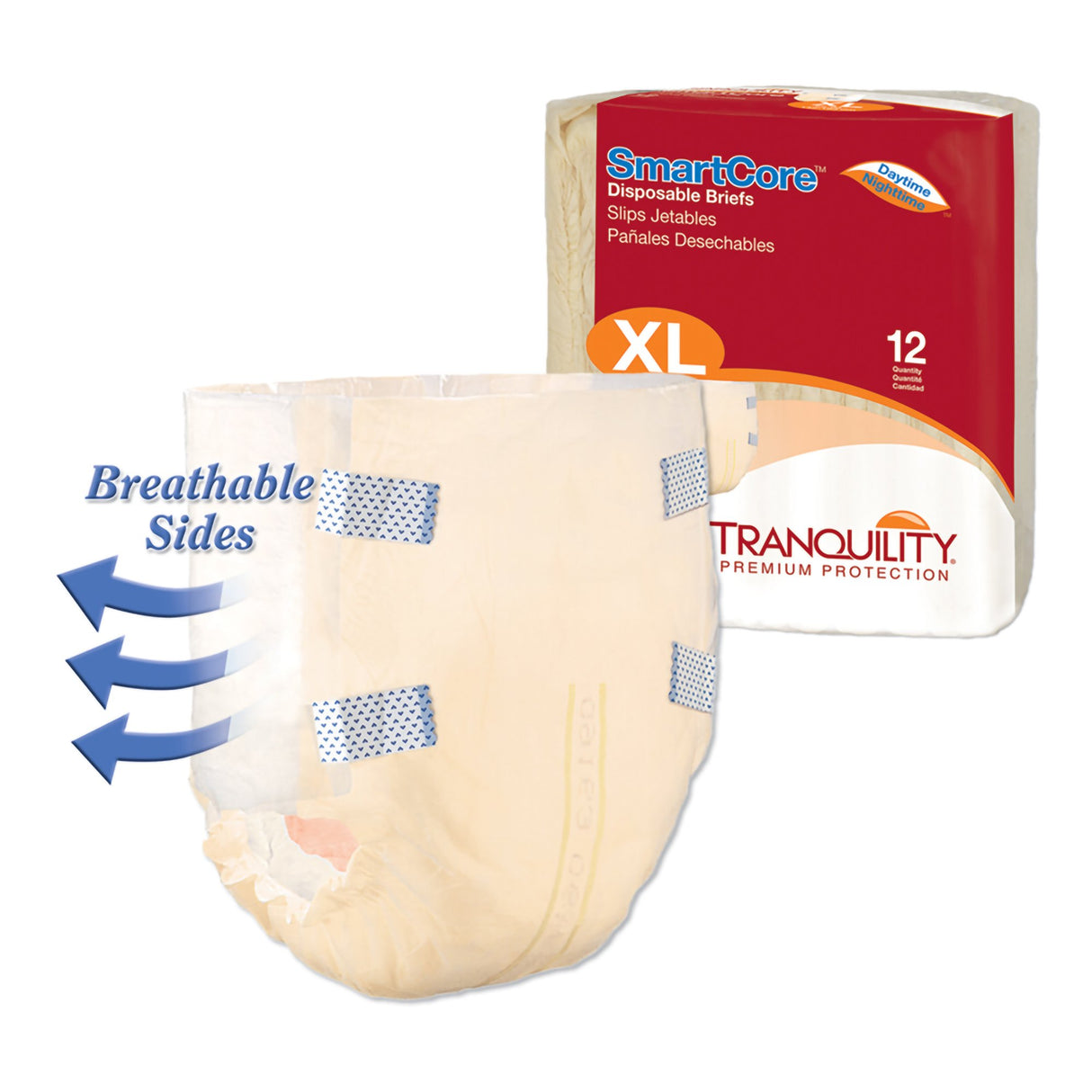 Unisex Adult Incontinence Brief Tranquility SmartCore™ X-Large Disposable Heavy Absorbency - BeHope