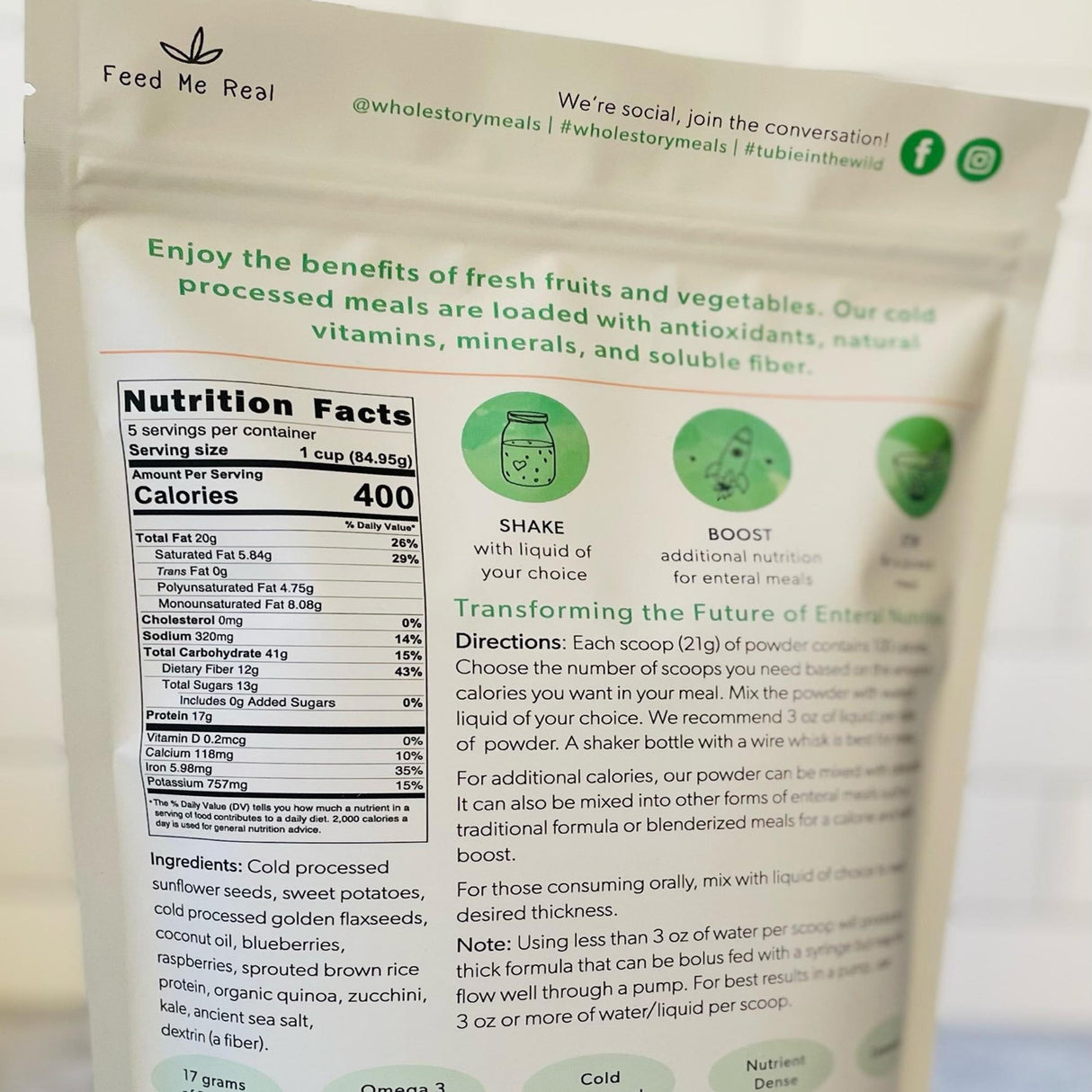 Oral Supplement Whole Story Meals Kale Quinoa Berry Flavor Powder 16 oz. Pouch - BeHope